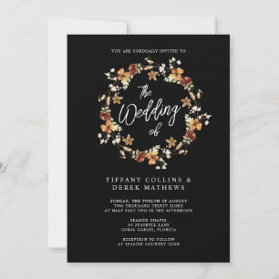 Black Wildflower Wedding Invitation
