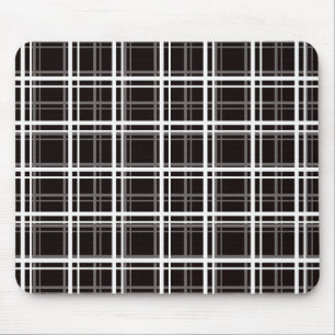 Black Windowpane Plaid Grid Stripes Pattern Design Mouse Pad