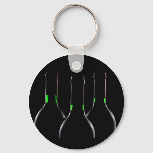 Black Wine Bottles Key Ring (Front)