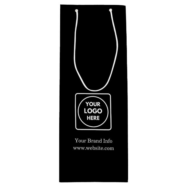 Black Wine Gift Bag | Custom Corporate Logo Design (Front)