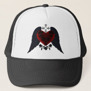 Black Winged Goth Heart Hat