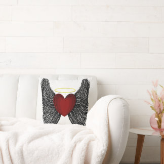 Black Winged Halo Heart  Cushion