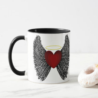 Black Winged Halo Heart  Mug