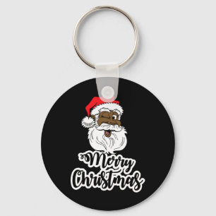 Black winking santa merry christmas african americ key ring