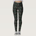 Black Winter Botanical Pattern Leggings<br><div class="desc">Festive and rustic Christmas theme leggings featuring hand drawn illustration of holiday greenery.</div>