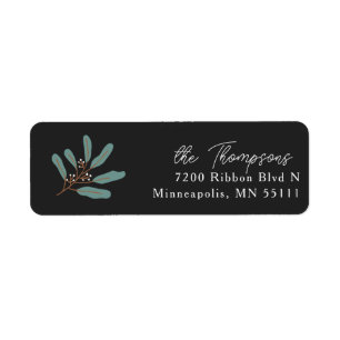 Black Winter Botanical Return Address Label