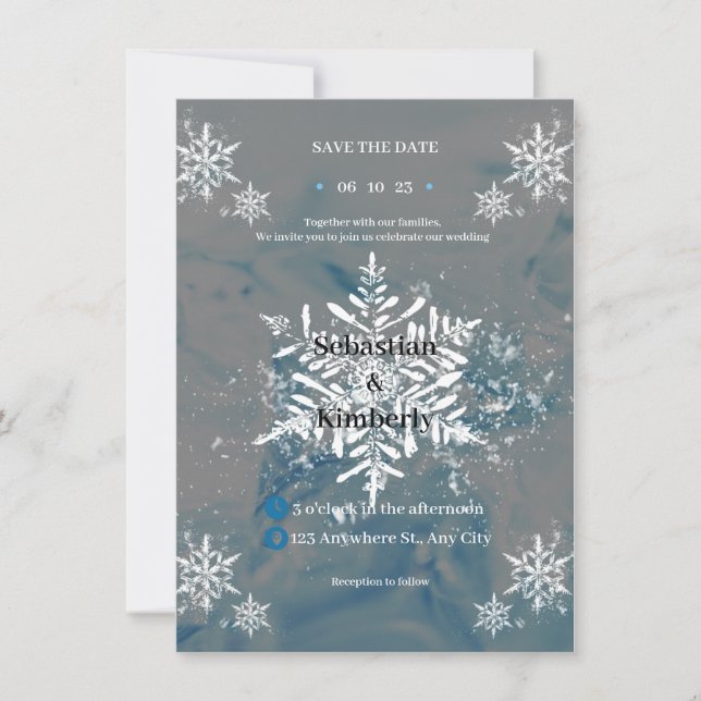 Black Winter Wedding Invitation (Front)