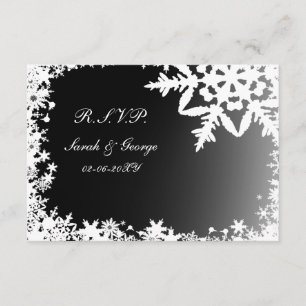 black winter wedding rsvp standard 3.5 x 5 card