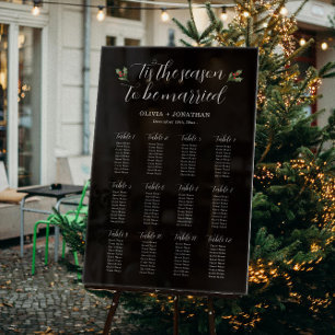 Black Winter Wedding Seating Chart Acrylic Sign