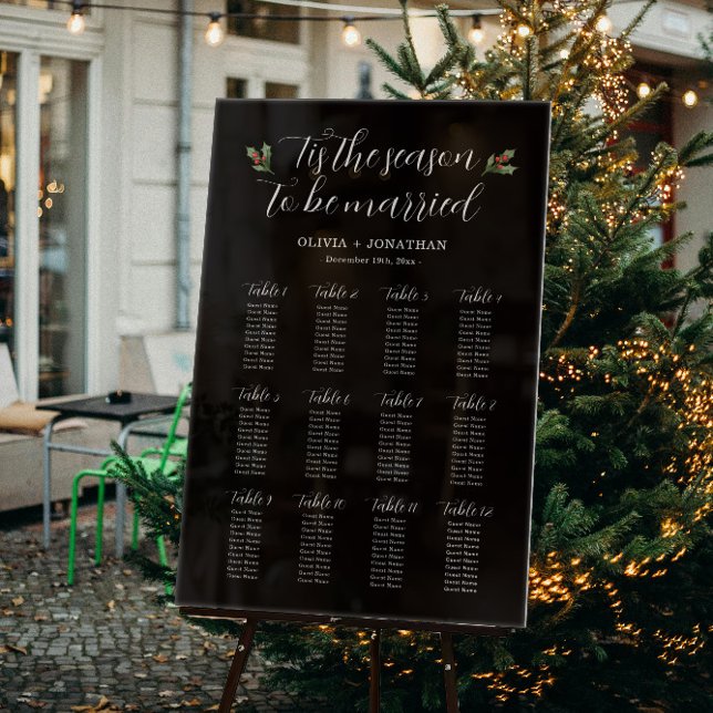 Black Winter Wedding Seating Chart Acrylic Sign (Creator Uploaded)