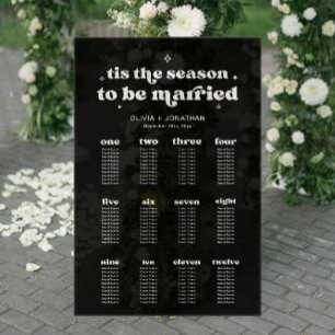 Black Winter Wedding Seating Chart Acrylic Sign