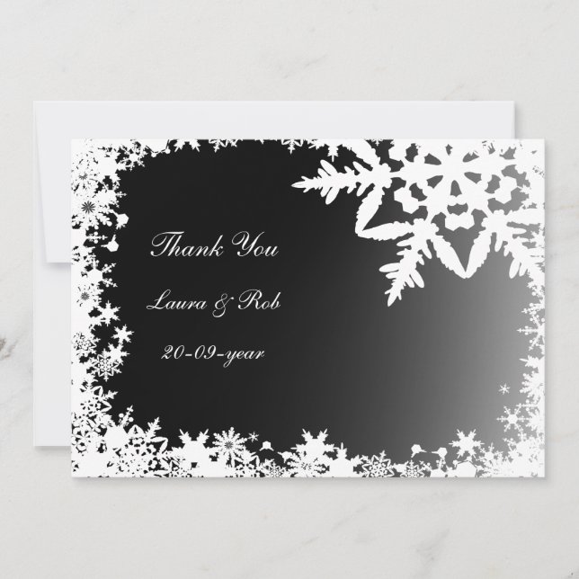 black winter wedding Thank You Invitation (Front)