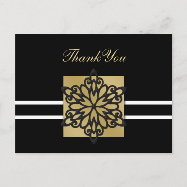 black winter wedding Thank You Postcard (Front)