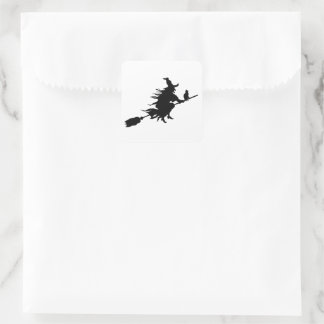 black witch halloween square sticker
