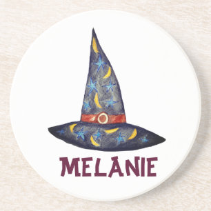Black Witch Hat,Stars Halloween Coasters