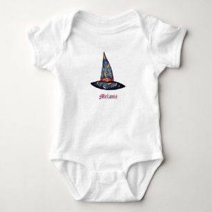 Black  Witch Hat,Stars Halloween  T-shirt Baby Bodysuit