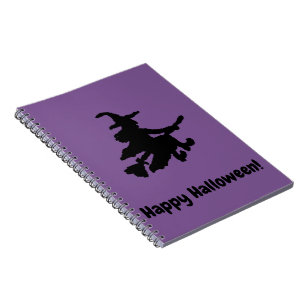 Black Witch on Purple - Happy Halloween Notebook
