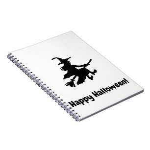 Black Witch on White - Happy Halloween Notebook