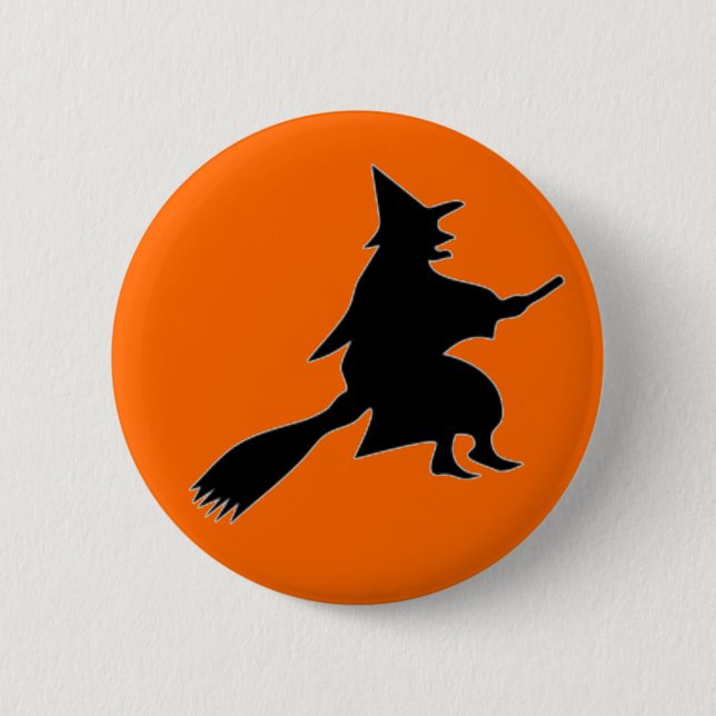 Black Witch Silhouette 6 Cm Round Badge (Front)