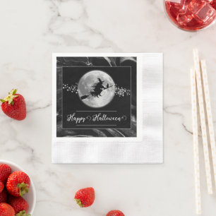 Black Witch Silhouette Halloween Napkin