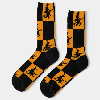 Black Witches Black & Orange Chequered Socks