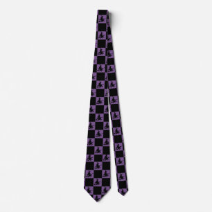 Black Witches Black & Purple Chequered Tie