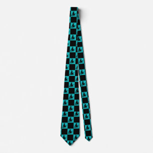Black Witches Black & Teal Chequered Tie