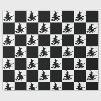 Black Witches Chequered Wrapping Paper