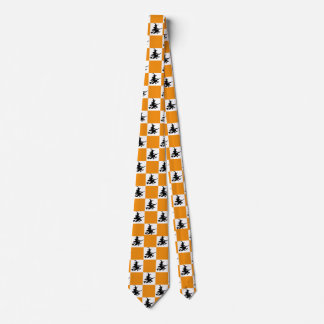 Black Witches Orange & White Chequered Tie