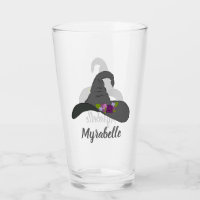 Black Witch's Hat with Flowers Personalised