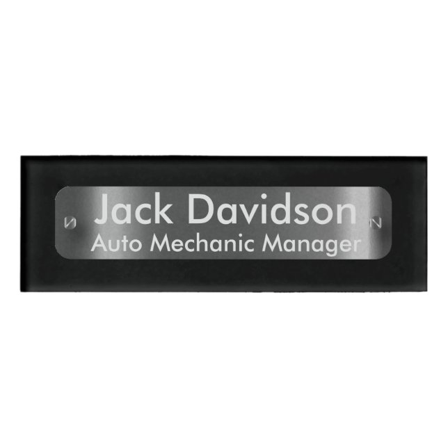 Black with A Dark Silver Label Plate -Personalized (Front)