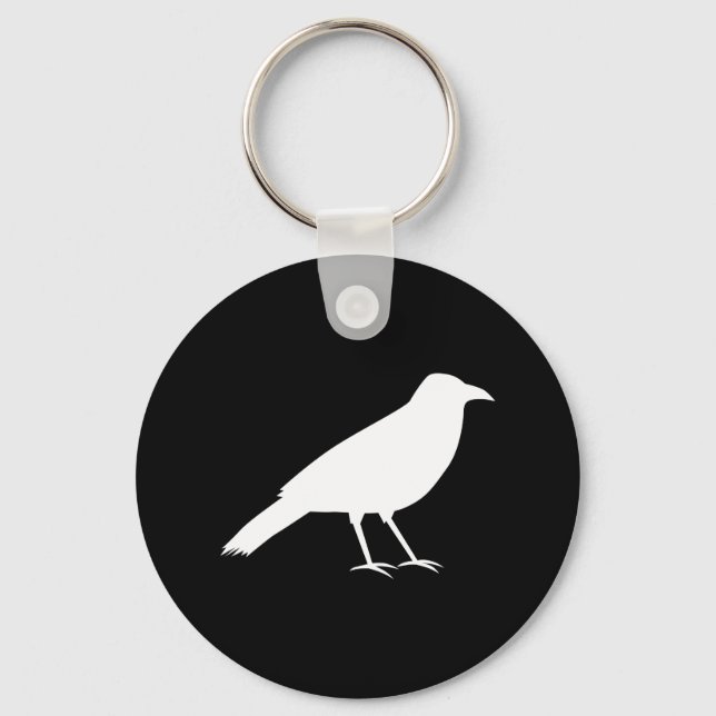 Black with a White Crow. Key Ring (Front)