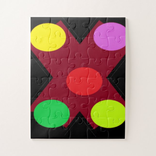 Black with big shapes and colours   jigsaw puzzle (Vertical)