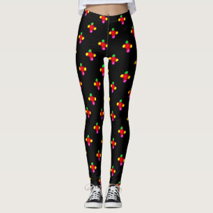 Black with big shapes and colours leggings