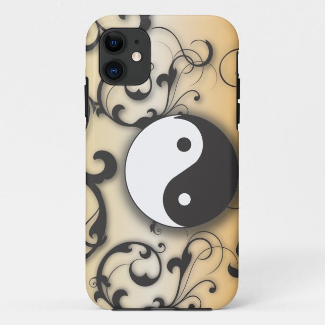 Black With Bronze Yin & Yang Case-Mate iPhone Case (Back)
