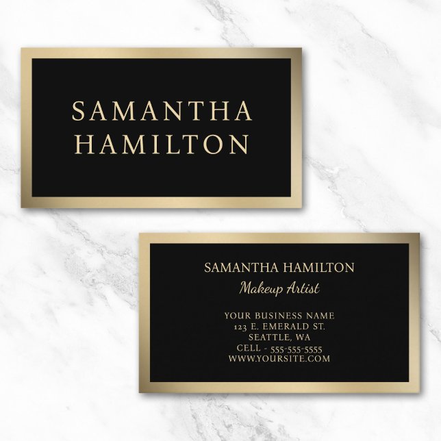 Black with Champagne Gold Gradient Border Business Card (Black with Champagne Gold Gradient Border Business Card)