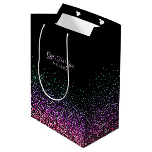 Black With Colourful Glitter Accent Medium Gift Bag