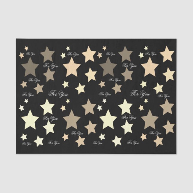 Black With Cream Stars Tissue Paper (Front)