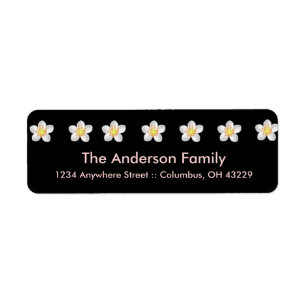Black with Daisy Flower Chic Return Address Labels