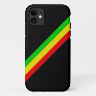 Black with Diagonal Rasta Stripes/ iPhone 11 Case