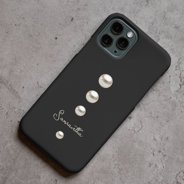Black with Elegant Pearl Design Case-Mate iPhone Case (Creator Uploaded)