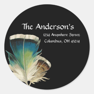 Black with Feathers Address Labels
