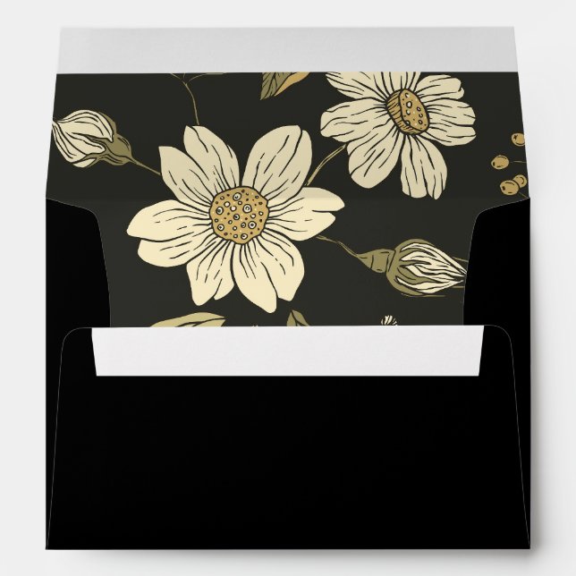 Black with Floral Print A7 Envelope (Back (Bottom))