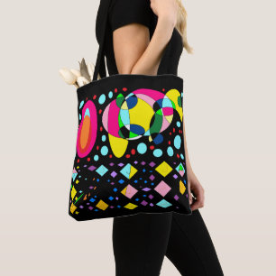 Black with globes and diamonds in mixed colours tote bag