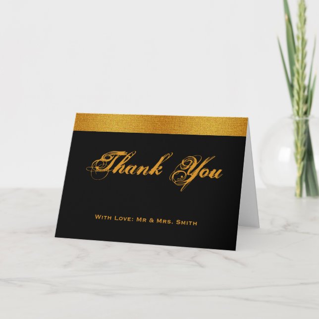 Black with Gold Badge Band Thank You Card (Front)