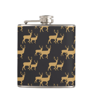 BLACK WITH GOLD CHRISTMAS REINDEER HIP FLASK
