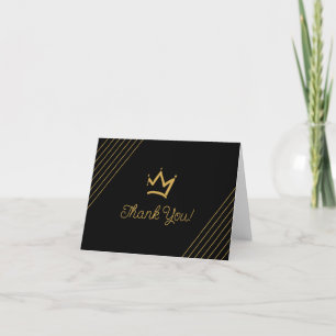 Black with Gold Crown Thank You Card