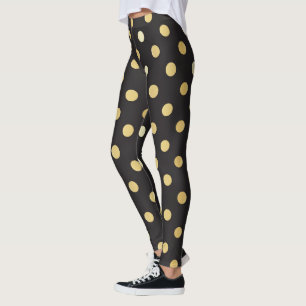 Black with gold dot pattern leggings