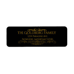Black with gold embellishments return address  return address label