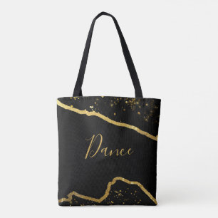 Black with Gold Glitter Dance Tote  Bag